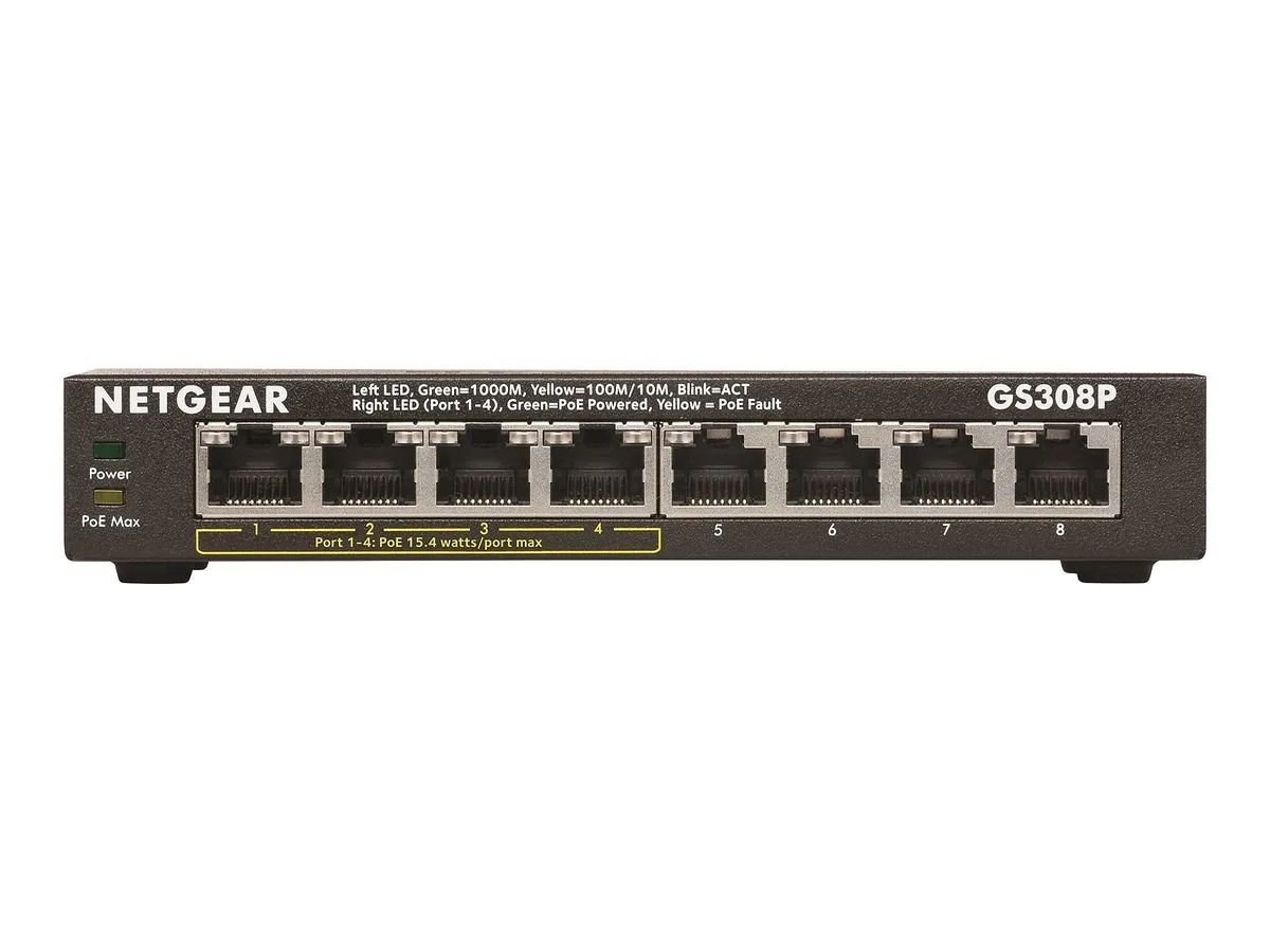  NETGEAR ProSafe GS308P 8-Port Gigabit Switch 4xPoE 53W — product photo