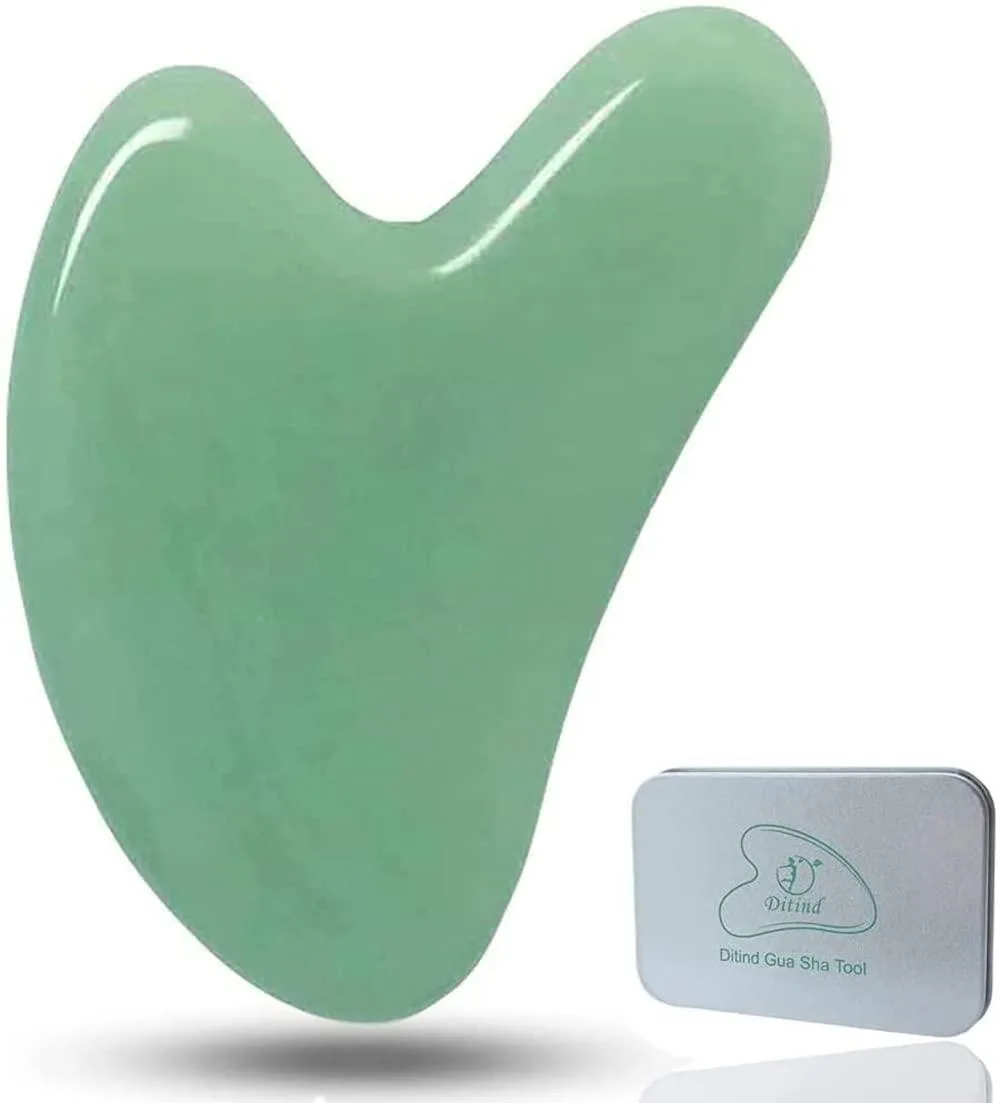 Two smooth green jade massage tools in a set