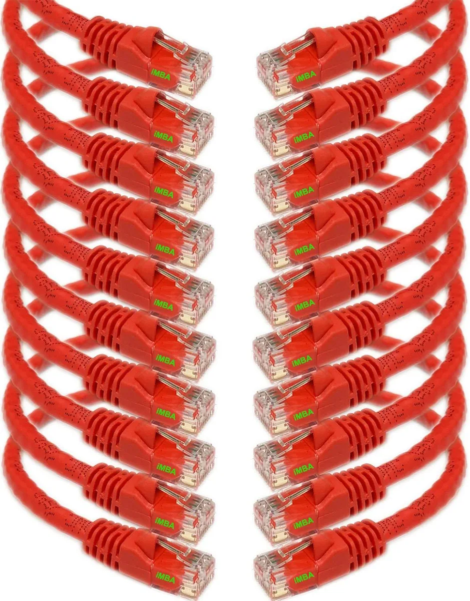 No Sew No Sew Cat5e RJ45 patch cable 10-pack red 24AWG 50u gold — product photo