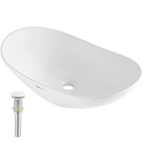 VEVOR VEVOR Oval Vessel Sink RS1196 White Ceramic 23.3" x 14.2 — product photo