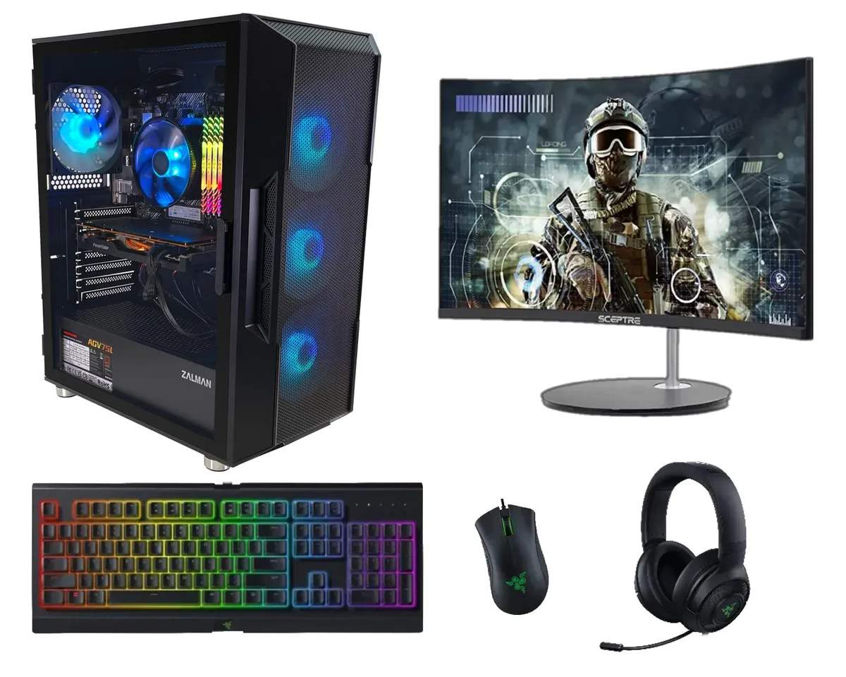 GRI GRI Gaming Desktop PC Ryzen 5 5600x RTX 5060Ti 8GB 32GB DDR4 1TB NVMe 24 — product photo