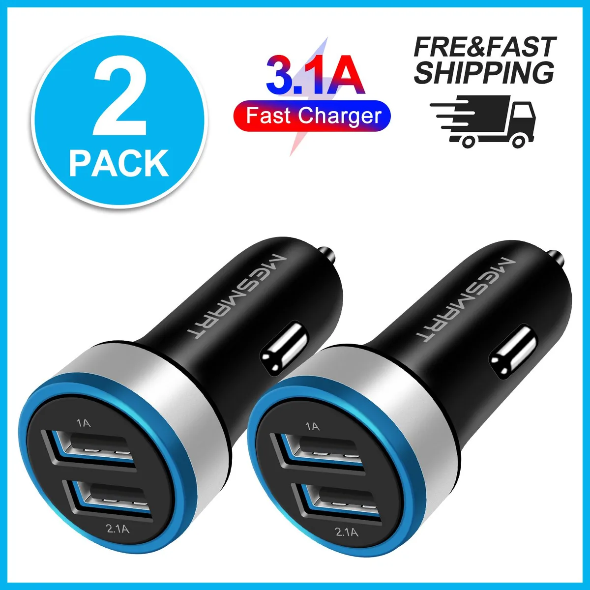 MESMART MESMART 2-Pack 18W USB-A+C Wall Charger Black — product photo