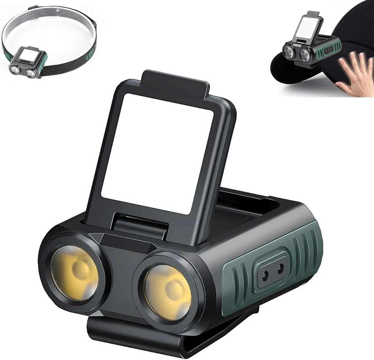 GRACETOP GRACETOP 800 Lumens Clip Cap Light Green USB Rechargeable 5 Modes 65g — product photo