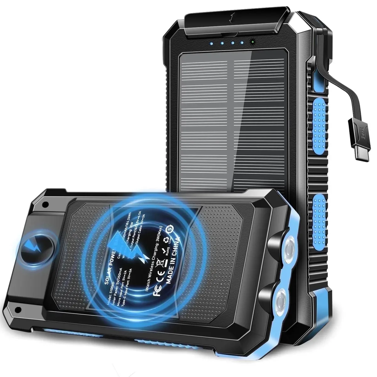 SOEWIOU SOEWIOU 49800 mAh Solar Power Bank with Apple Watch Wireless Charging Blue — product photo