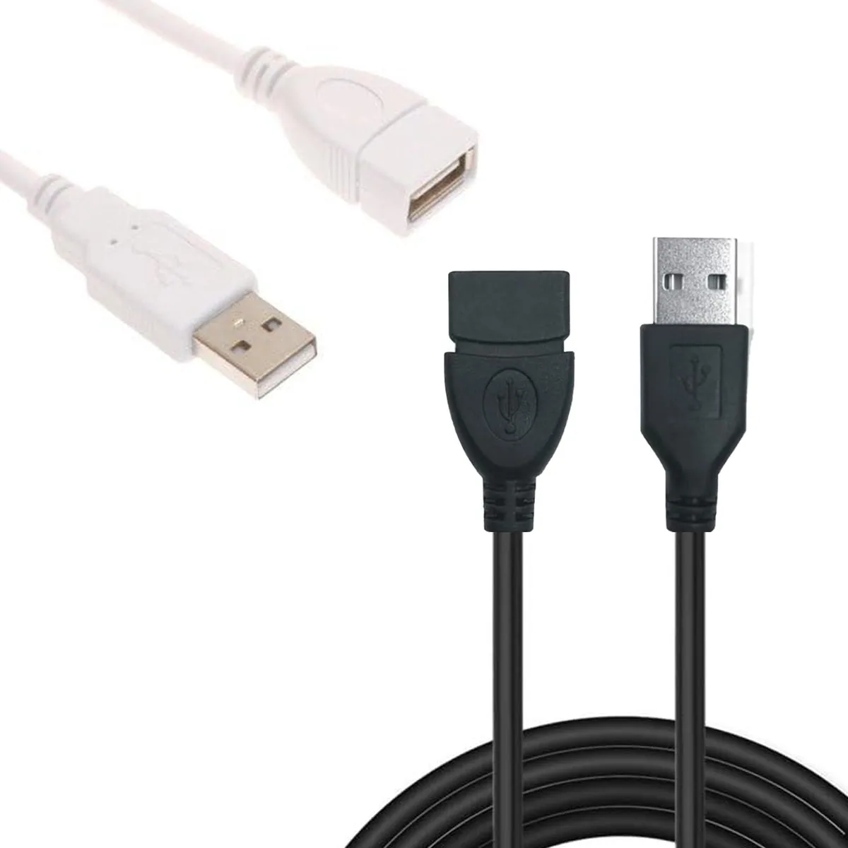No Sew No Sew USB 2.0 Extension Cable 1.5 m 2-Pack Black+White Power Only — product photo