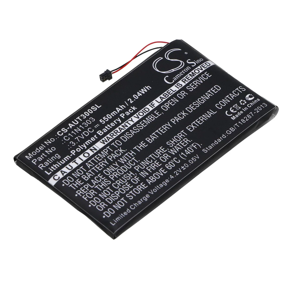 Cameron & Co Cameron & Co DS-CS-AUT300SL Li-Polymer Battery 3.7V 550mAh 2.04Wh Black — product photo