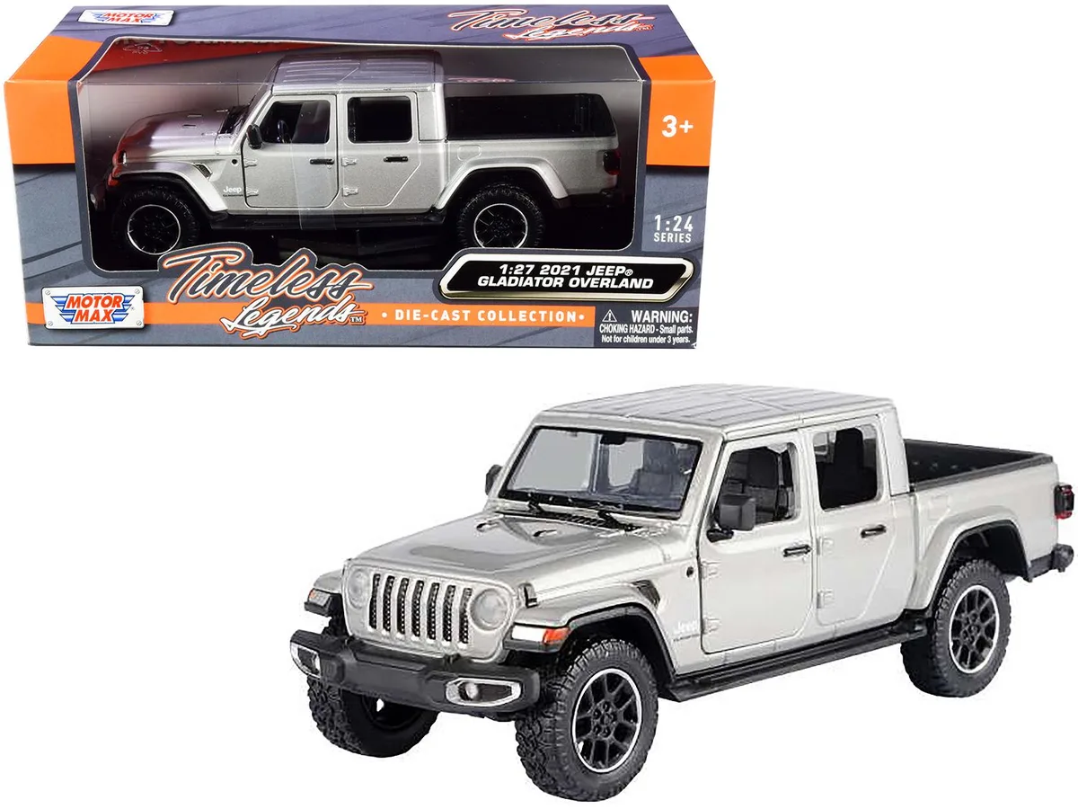 MOTORMAX MOTORMAX 2021 Jeep Gladiator Overland Closed Top Pickup Silver Metallic 1/24-1/27 Diecast Vehicle — product photo
