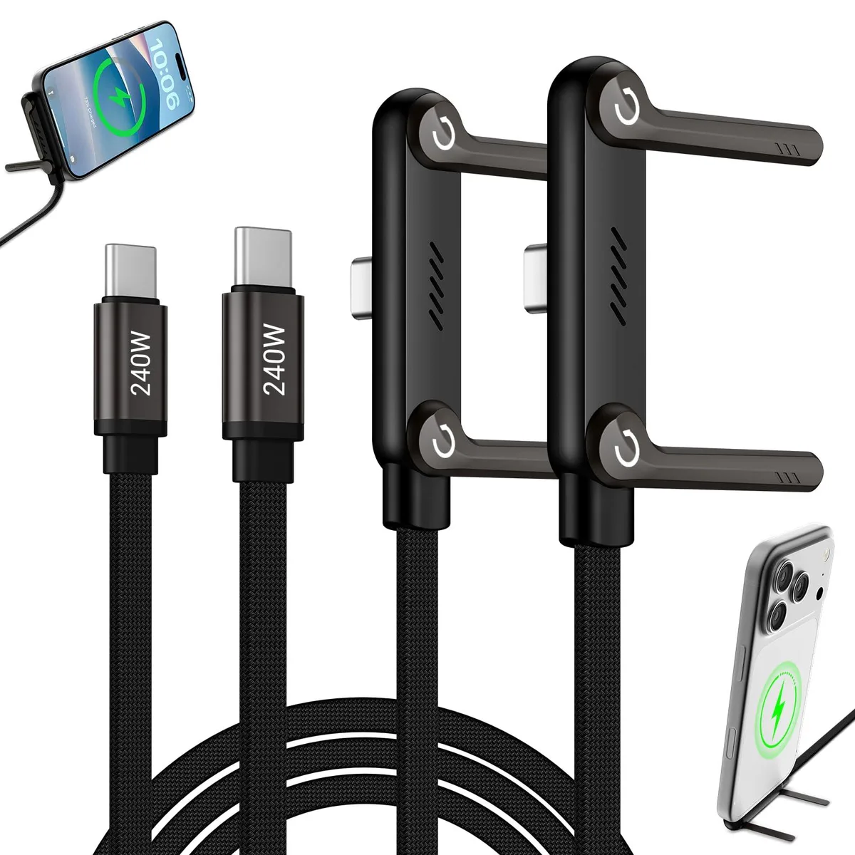  Belkin Samsung Gala USB-C to USB-C Cable with Stand 240W 3 ft Orange 2-Pack — product photo