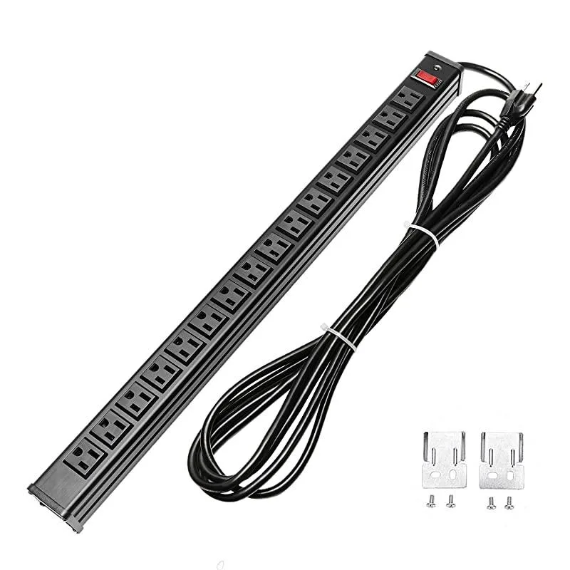 Hunter Fan Company Hunter Fan Company 16 Outlet Rack Mount Power Strip 15 Ft Cord Black — product photo