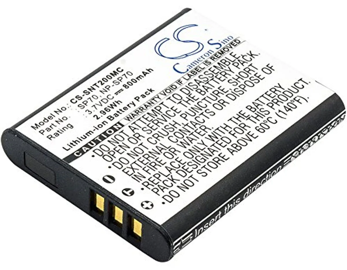 Rectangular lithium-ion battery pack, dark grey finish, gold contact strip visible