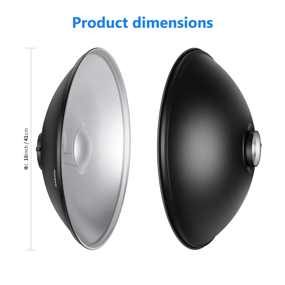  Neewer 16" Aluminum Beauty Dish with Diffuser Sock for Bowens Mount — product photo