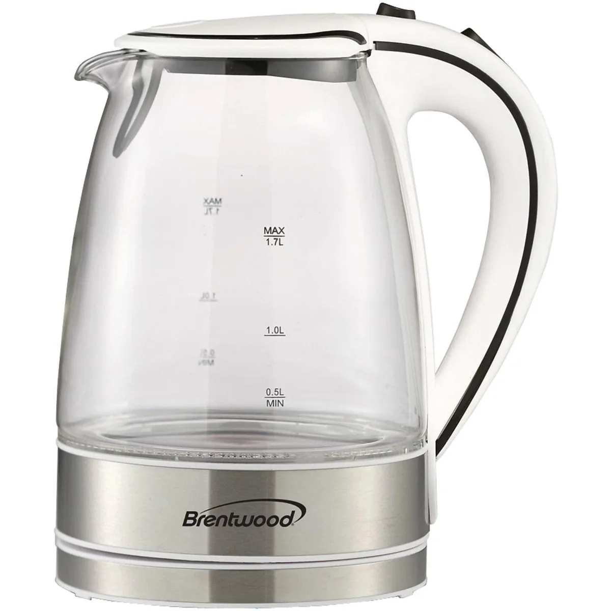  Brentwood RA31950 1.7L Cordless Glass Electric Kettle, White — product photo