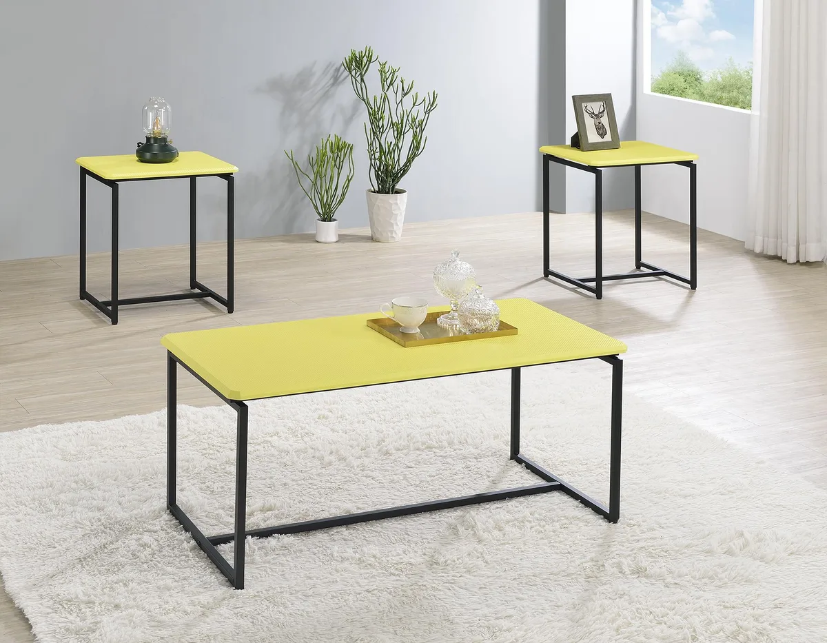 tuphen tuphen GT 3-piece yellow carbon fiber wrap occasional table set — product photo