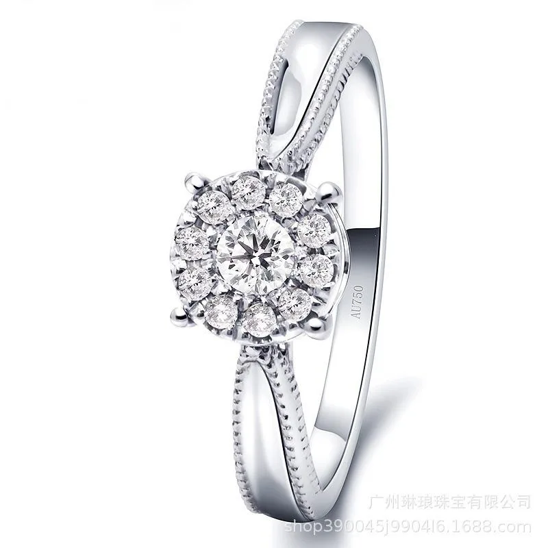 allentian allentian 18K Gold Halo Ring 1 Carat Moissanite D-F FL-IF 6.5 DIRE392 — product photo