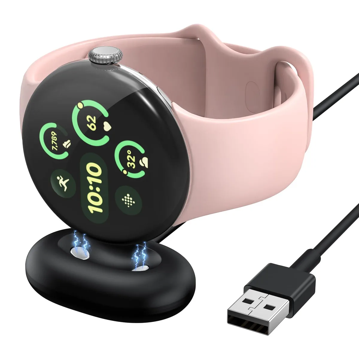 MIUOLV Pixel Watch 4 Charger Dock 41mm 45mm Black — product photo