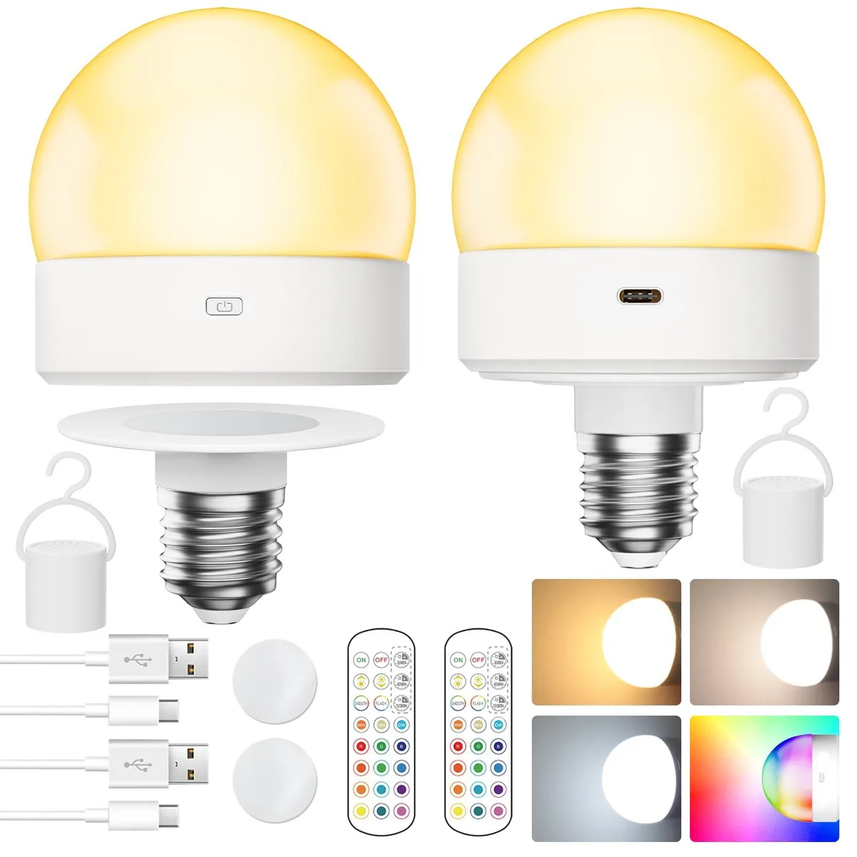 KEHIPI KEHIPI E26 Rechargeable LED Light Bulb 4000mAh 2 Pack — product photo