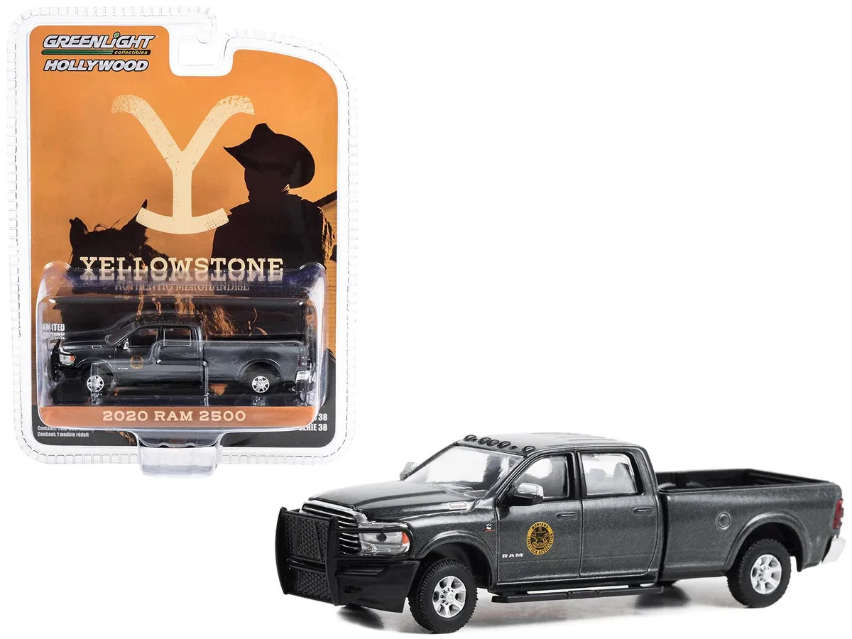 GREENLIGHT GREENLIGHT 2020 Ram 2500 Dark Gray "Montana Livestock" "Yellowstone" 1/64 Diecast hobby collectible — product photo