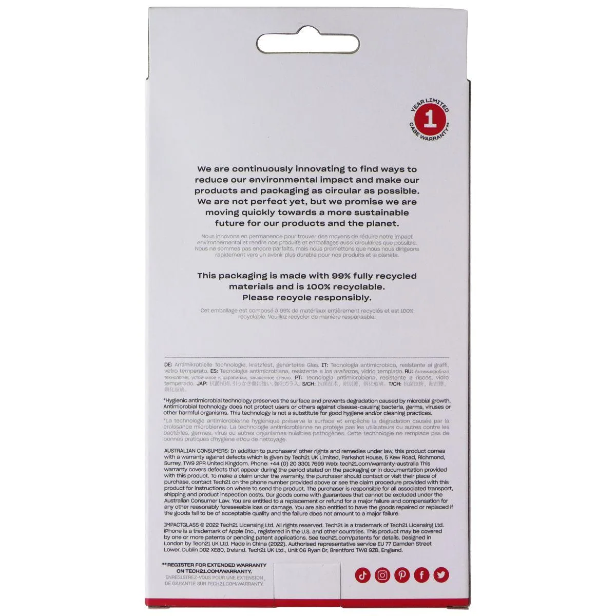 Tech21 Tech21 Impact Glass Case for Apple iPhone 14 Pro - Clear — product photo