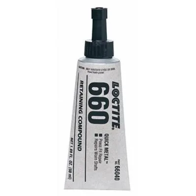 Silver 50 ml tube of Loctite Quick Metal 660 retaining compound
