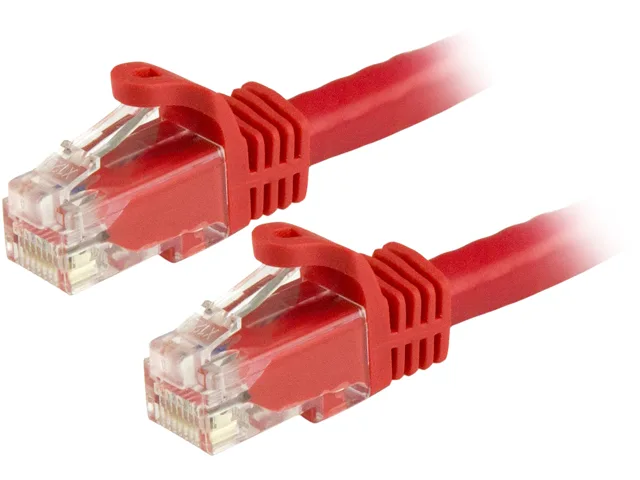 Red Cat6 patch cable, six inches long, snagless RJ45 connectors, PVC jacket
