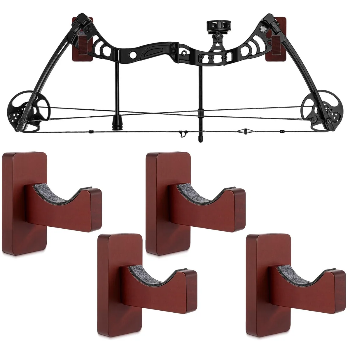 DNBeffulgent DNBeffulgent Bow Rack Wall Mount 4 Pcs Walnut 3.2 x 2.2 x 1.7 in — product photo