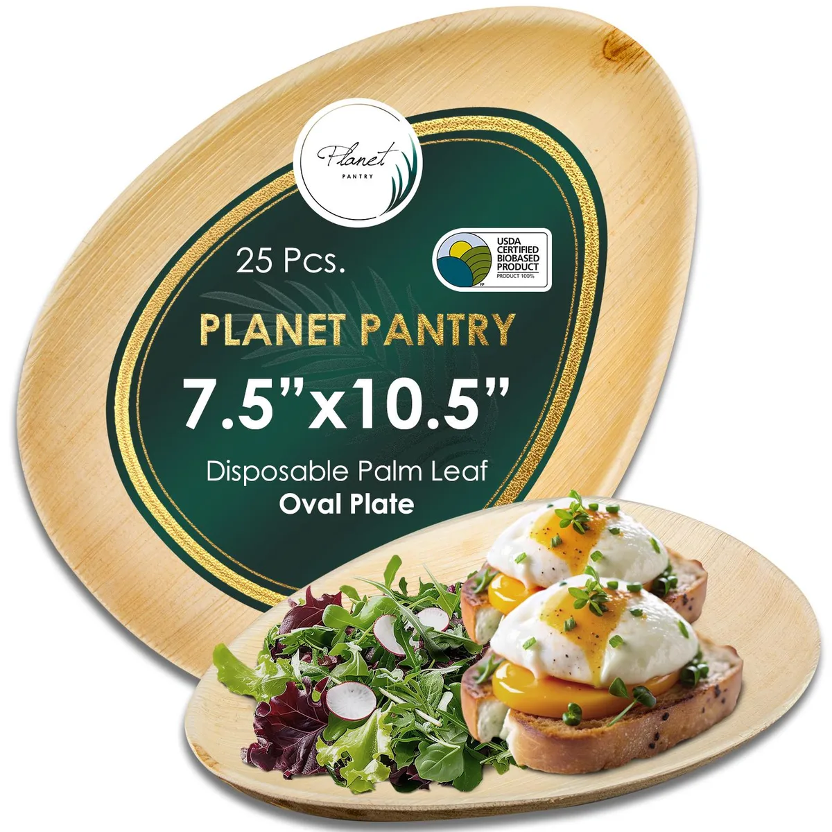 Planet Pantry Planet Pantry Disposable Palm Leaf 7.5"x10" Oval Plate 25 pcs party supply — product photo