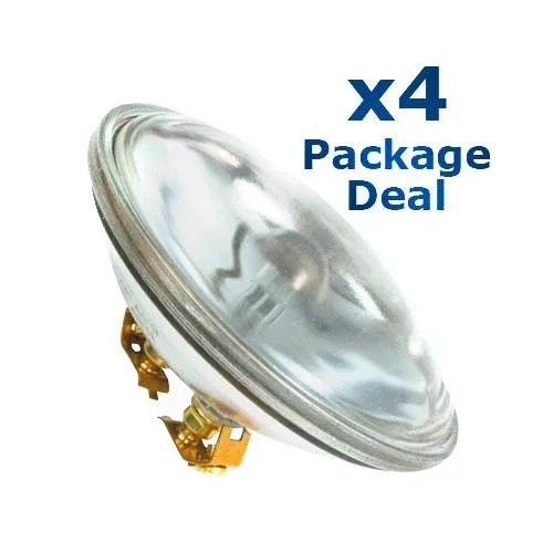 Four clear PAR36 halogen bulbs with G53 screw terminals