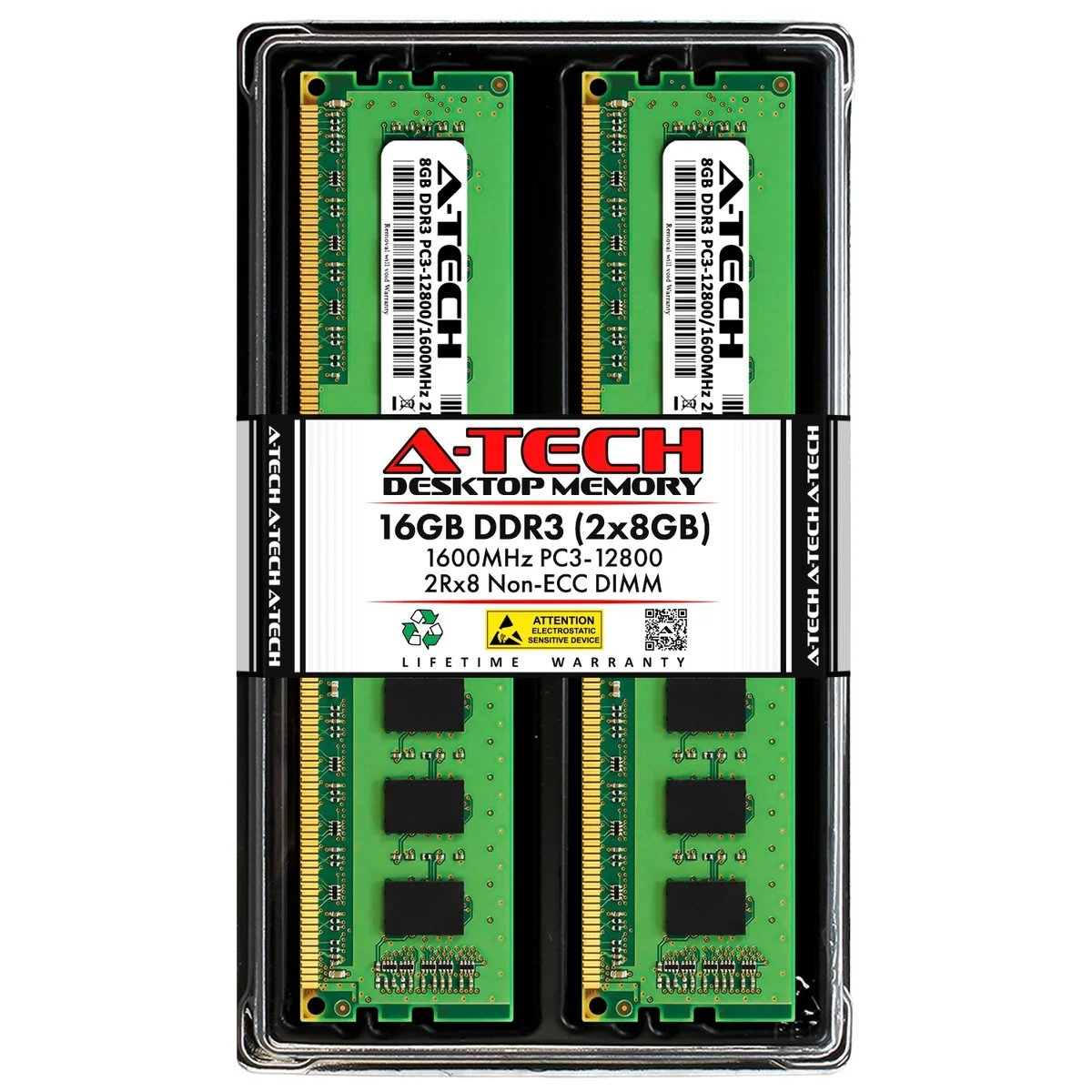 A-Tech A-Tech 16GB (2x8GB) DDR3 1600MHz CL11 1.5V 240-Pin desktop RAM — product photo