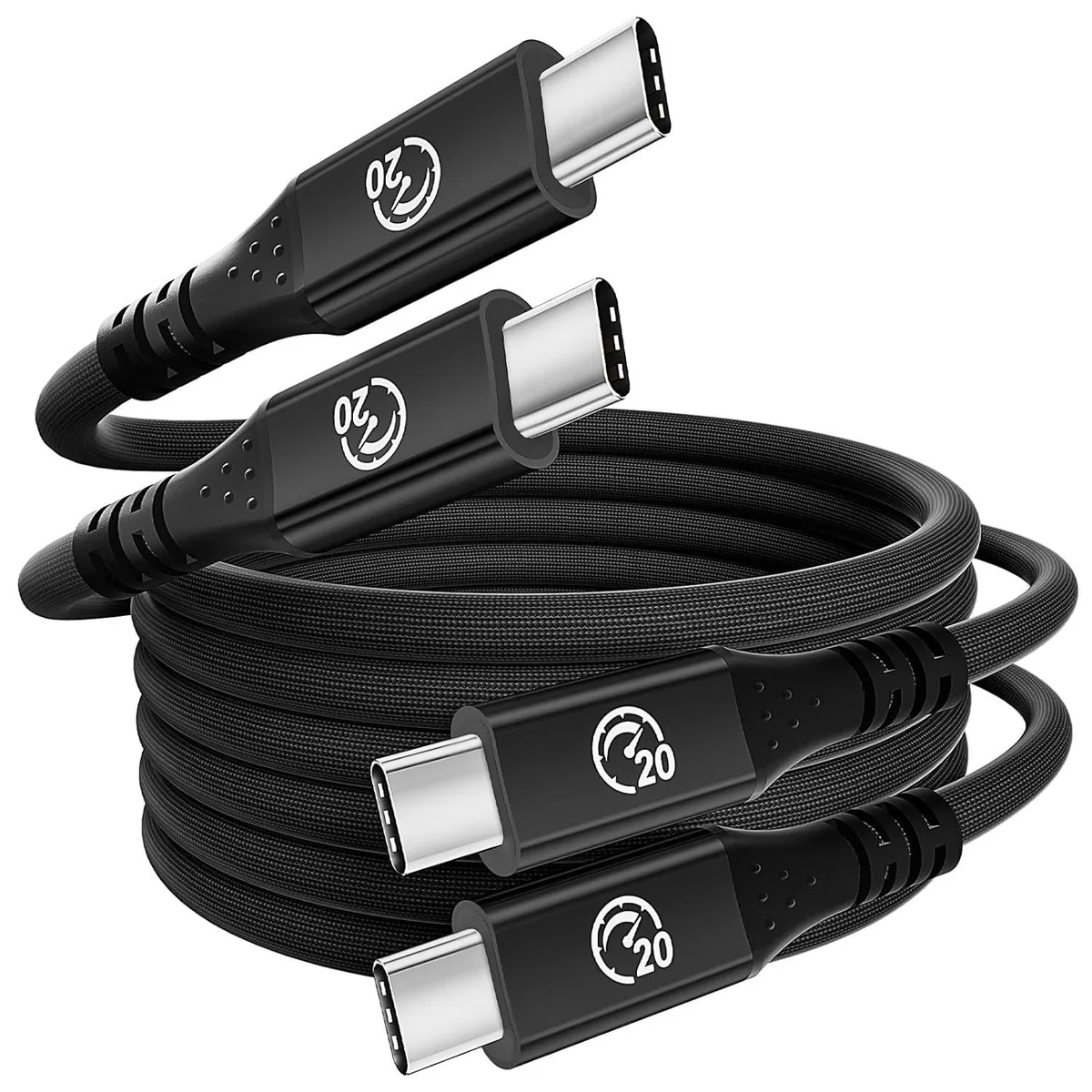 Kootion Kootion USB C to USB C 3.2 Gen 2x2 Cable 6.6FT 2Pack 20Gbps 240W PD — product photo