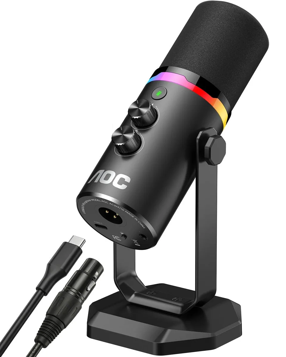 AOC Dynamic Microphone ACW4710 USB/XLR RGB Black — product photo