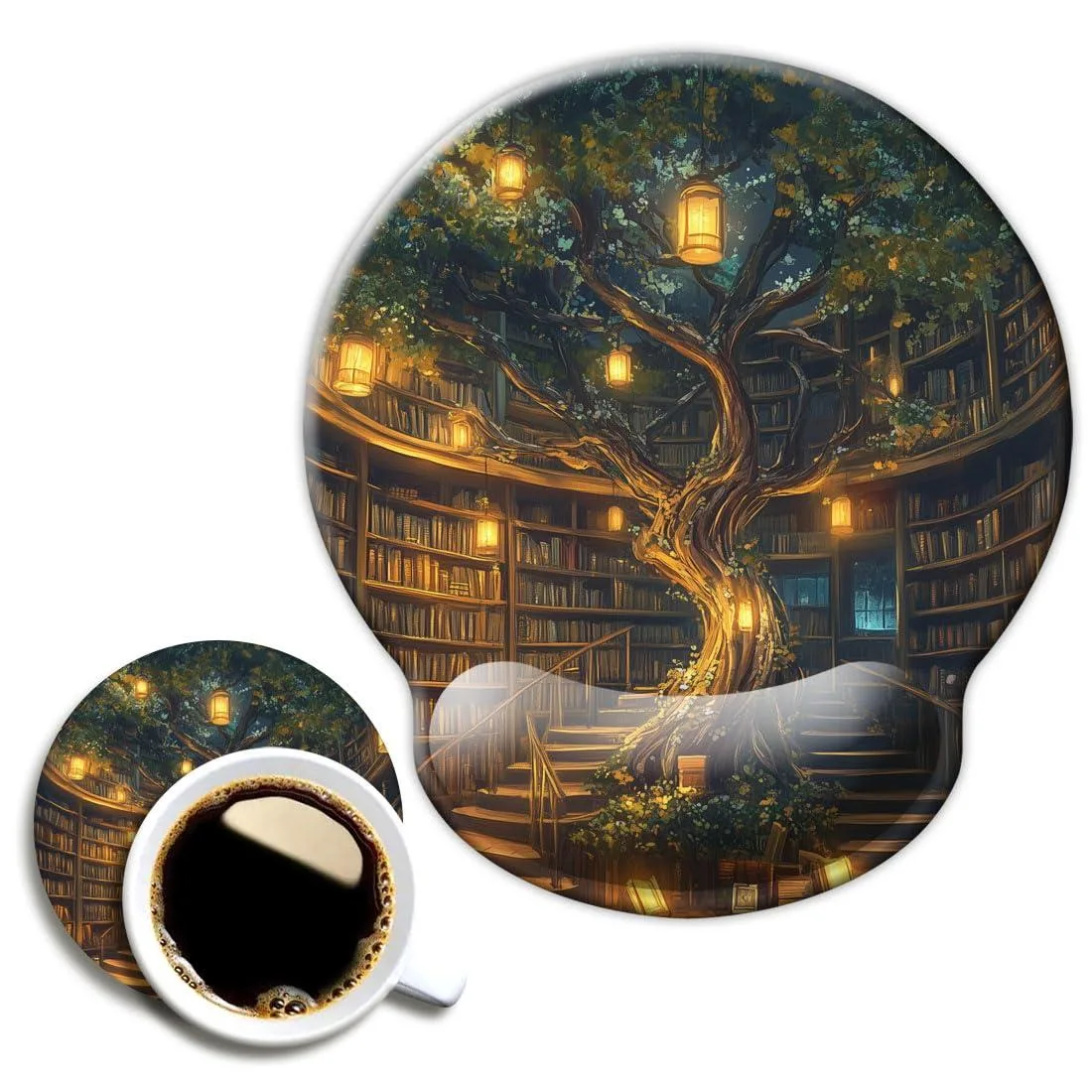  DOOKE RB0328 Ergonomic Mouse Pad with Wrist Support 9.8 x 9.1 in 0.9 in thick Color 02 Library Tree — product photo