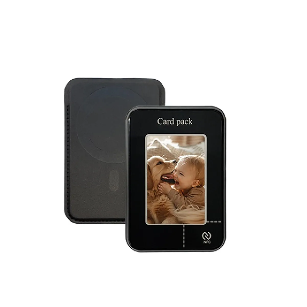 NO. NO. NFC Smart Display MagSafe Wallet Stand Ink Screen Projection Holder Black iPhone 11 12 13 14 15 16 — product photo