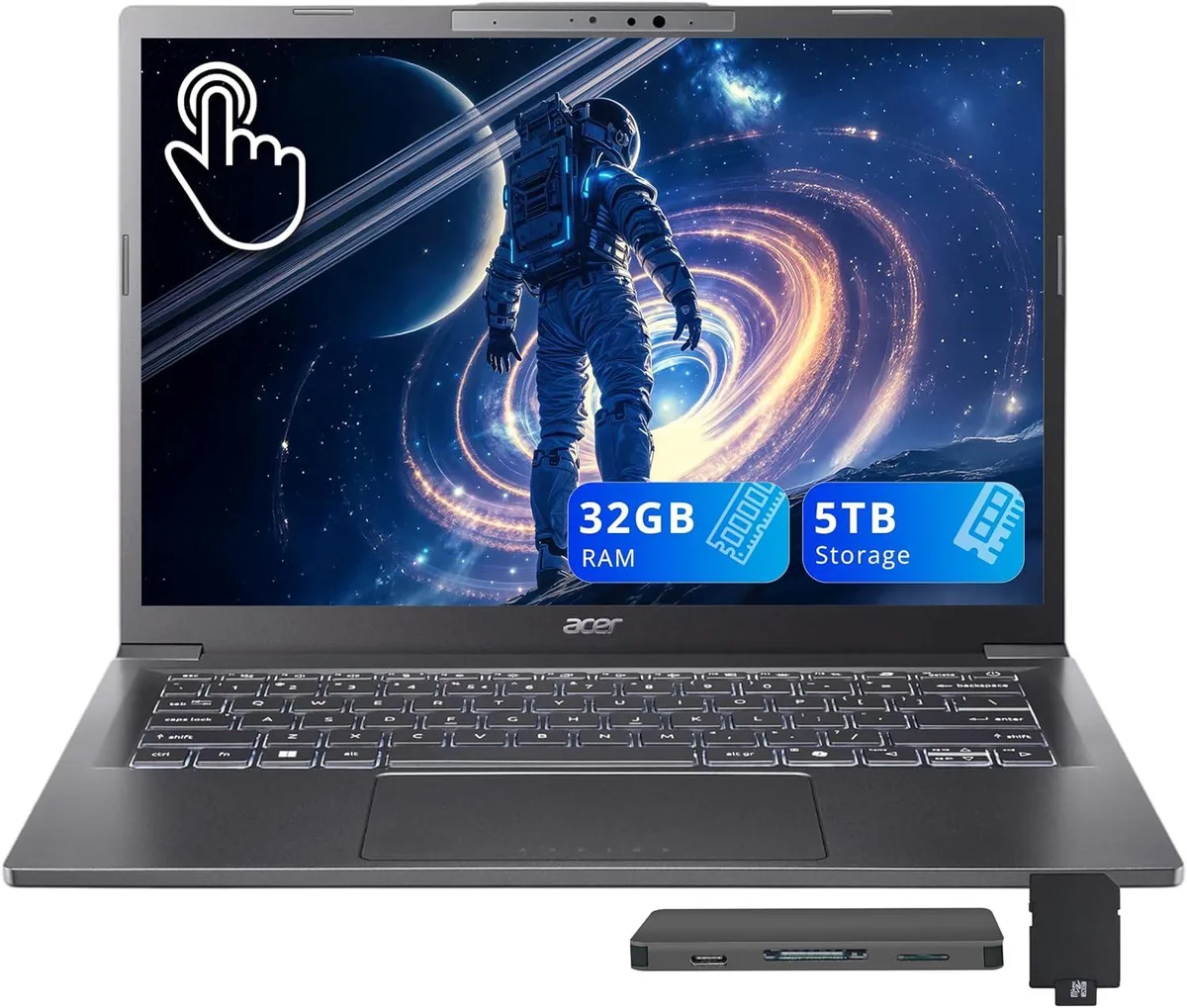 Acer America Acer Aspire 14 AI business laptop Intel Core Ultra 9 288V 32GB 4TB SSD 1TB Dock Steel Gray — product photo
