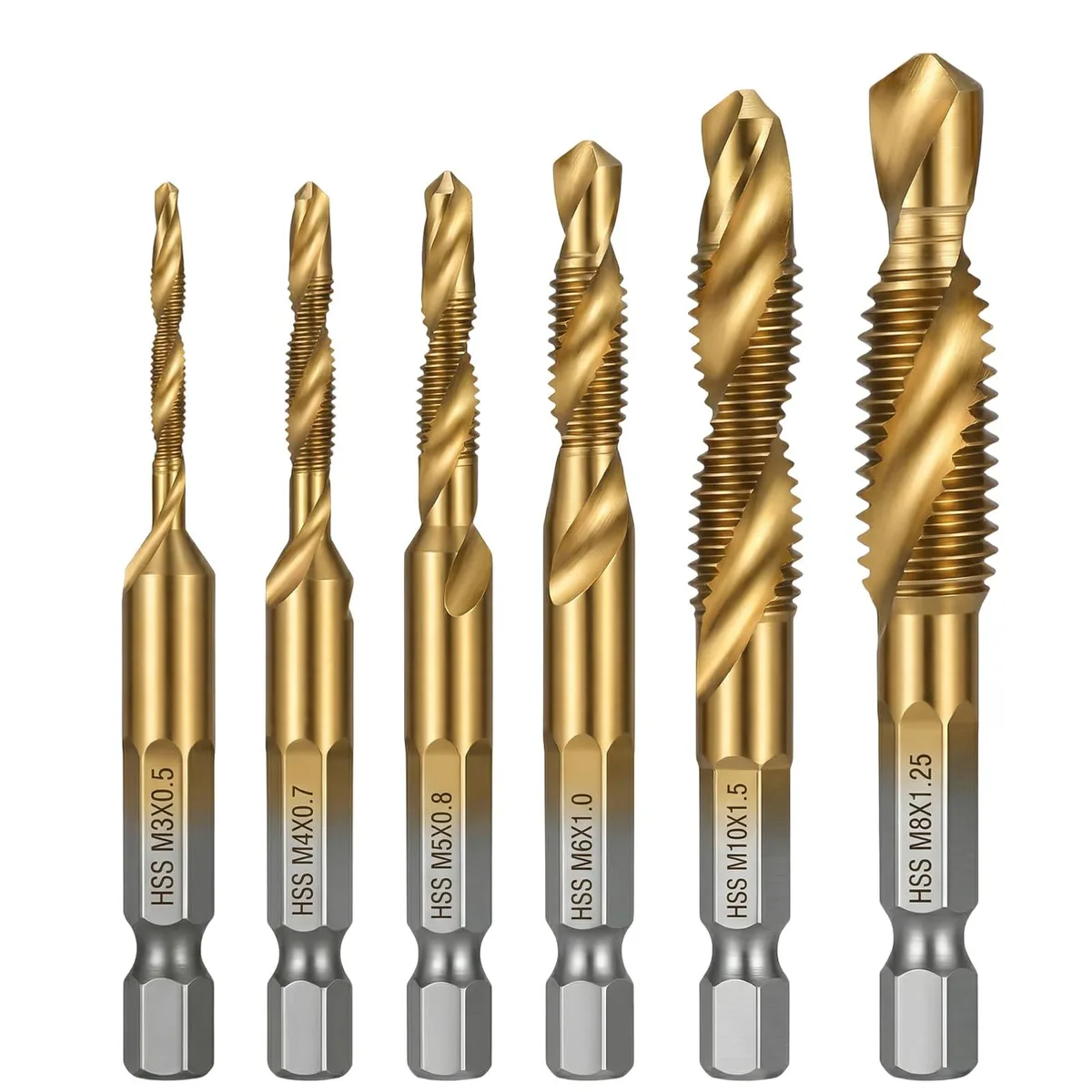 16-piece titanium-finish drill tap bit set in storage box