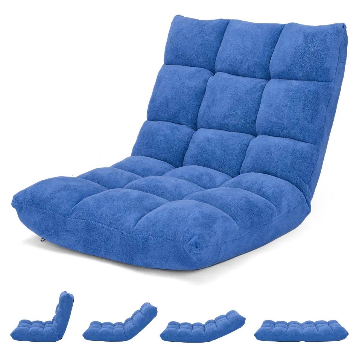 NShi NShi 14-Position Adjustable Floor Recliner Blue — product photo