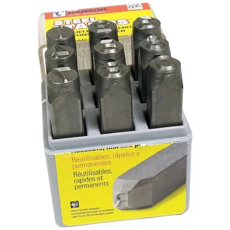Transparent hand stamp kit number set with characters zero to eight and holder