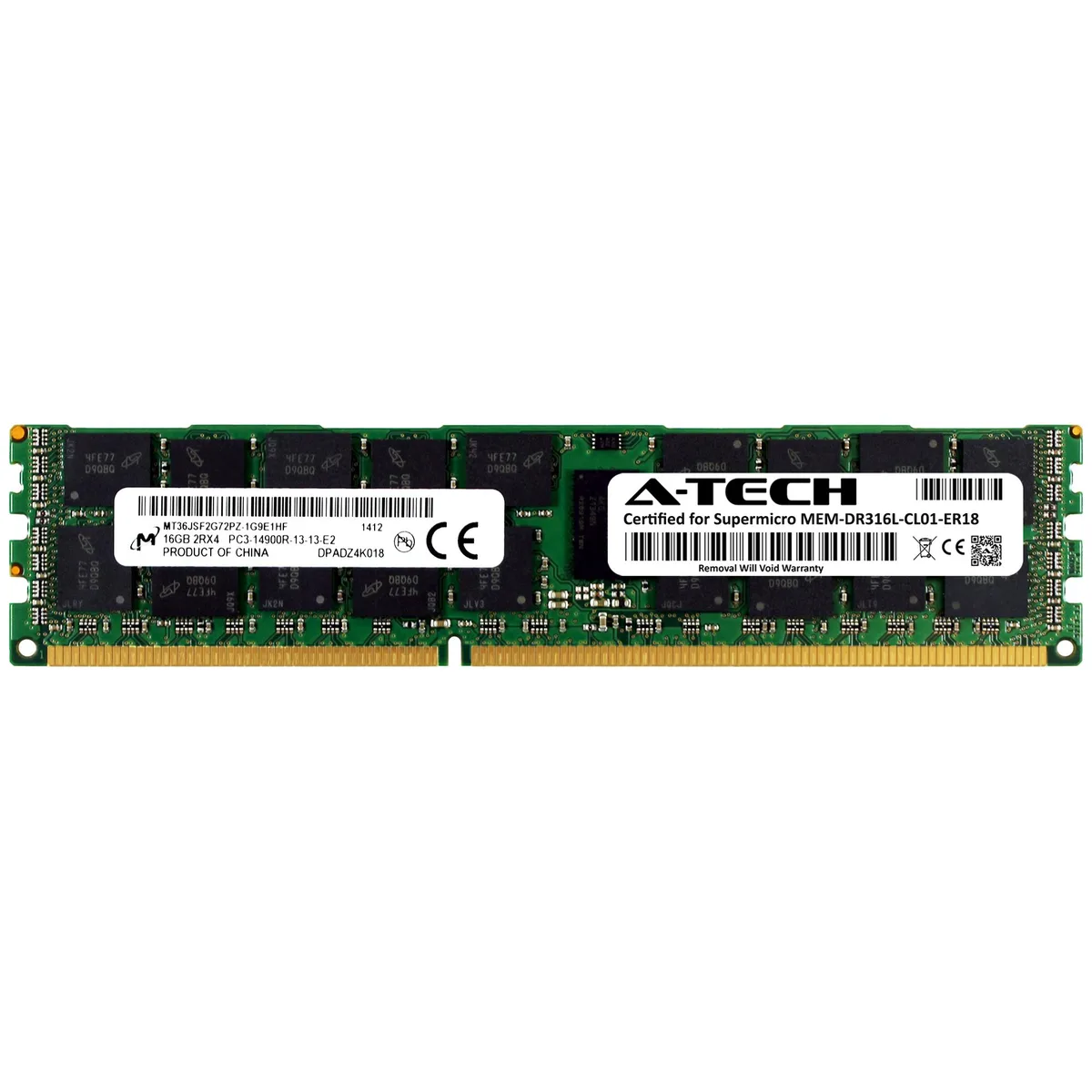 A-Tech A-Tech Supermicro Certified 16GB DDR3 1866MHz ECC RDIMM 2Rx4 Server Memory — product photo