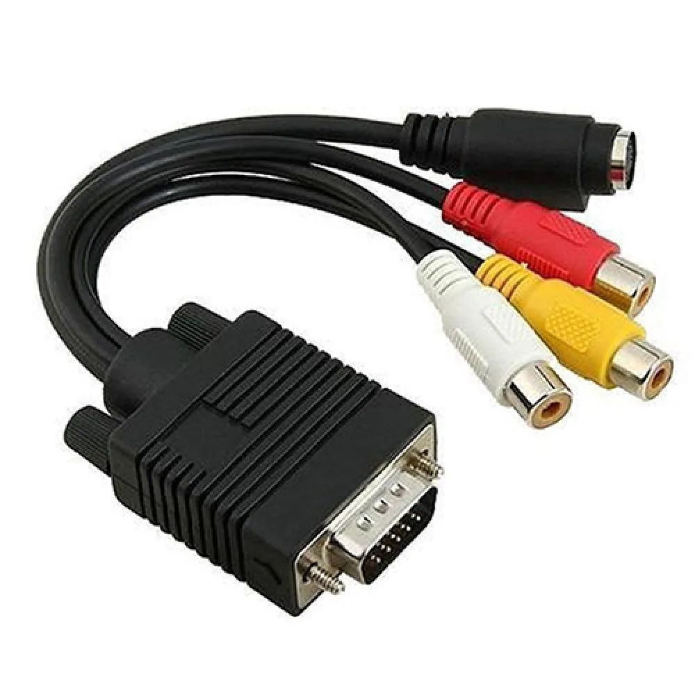 Ruth's sister Ruth's sister VGA to S-Video 3 RCA Composite AV Adapter Cable 15 pin male to 3 RCA + S-Video 19cm 7.48in — product photo