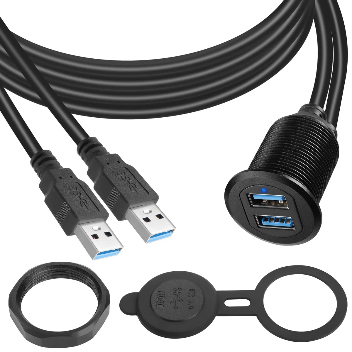 Vszerda Vszerda Dual USB 3.0 Waterproof Panel Cable 2M/6.5ft — product photo