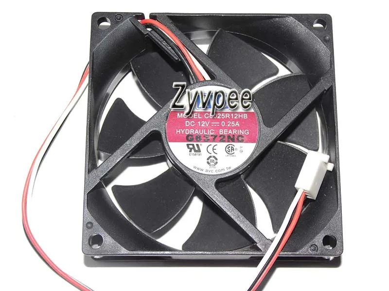 Zyvpee Zyvpee C8025R12HB 80mm 25mm 12V 0.25A 3-pin case fan — product photo