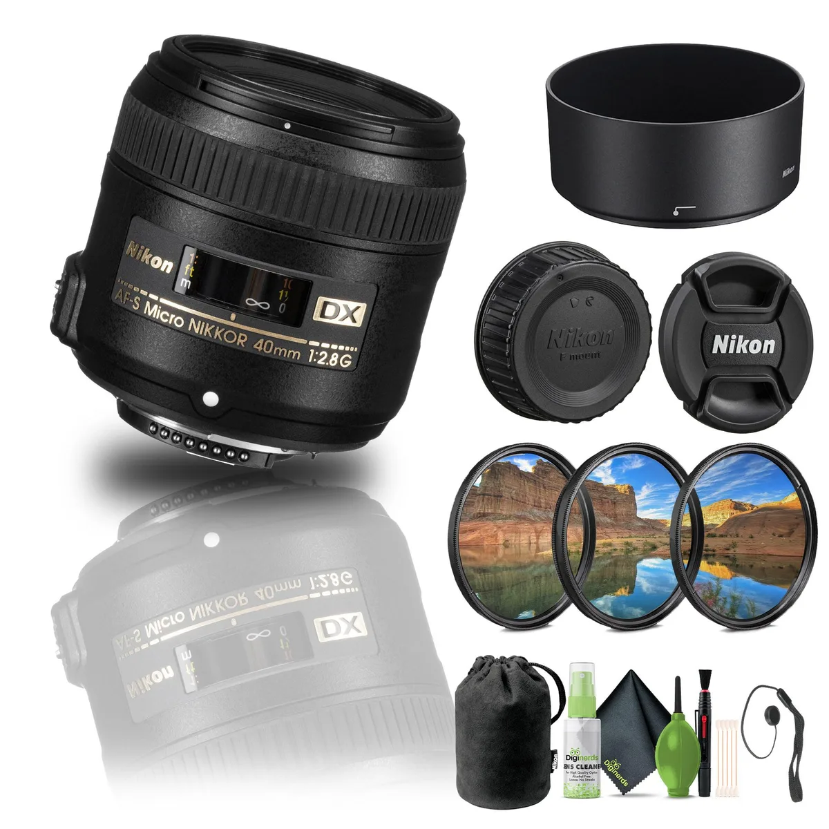 Nikon Inc Nikon AF-S DX Micro-NIKKOR 40mm f/2.8G Macro Lens + Filter Kit + Cap Keeper — product photo