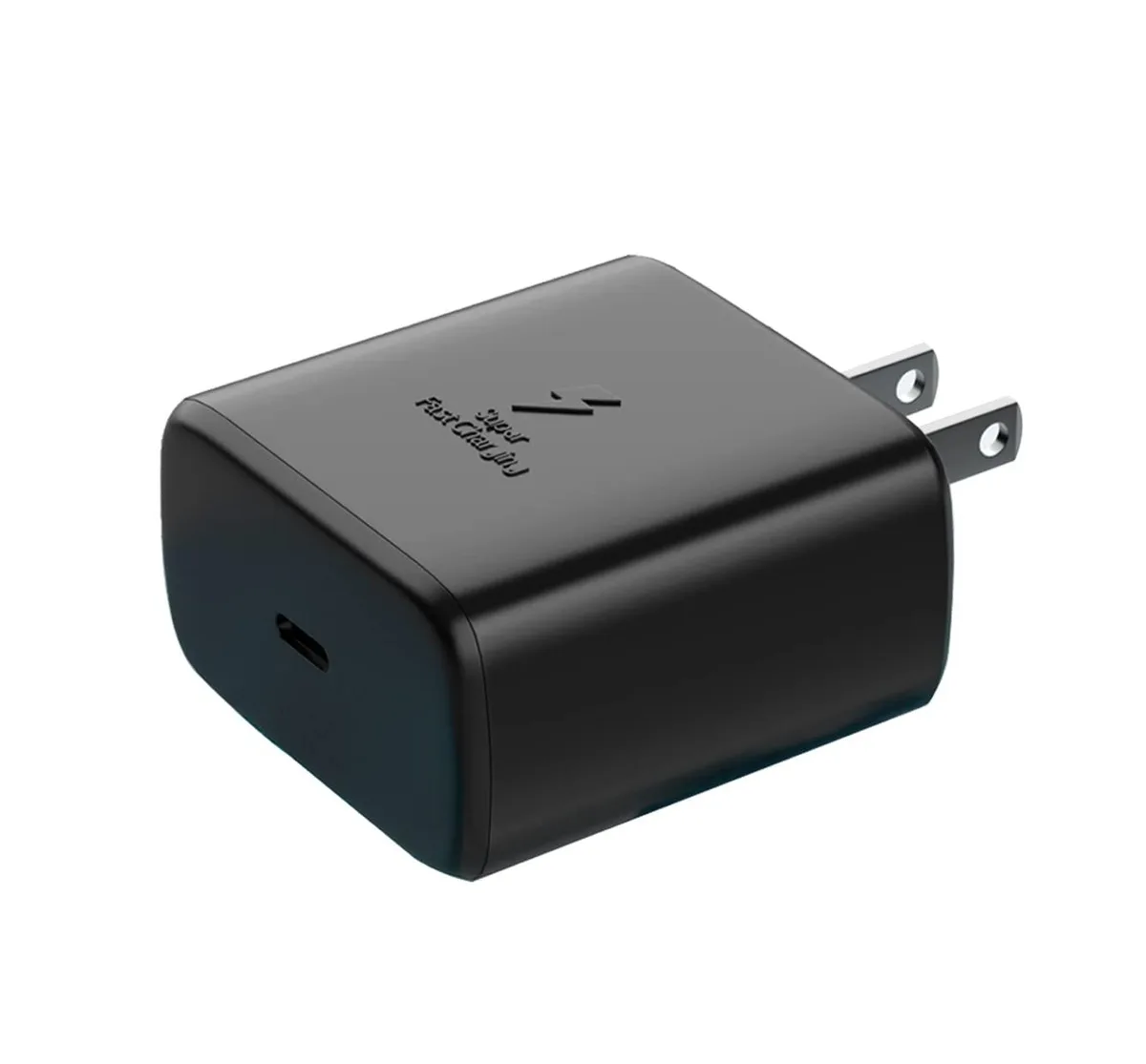 Compact white USB-C wall charger with foldable prongs