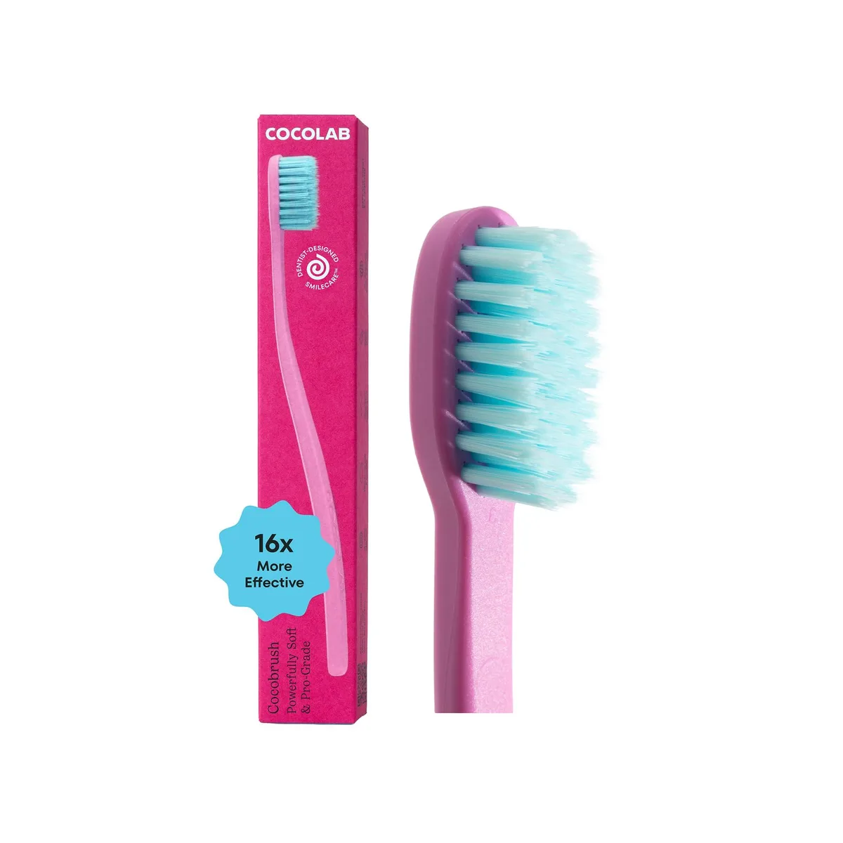 Cherry Blossom manual toothbrush, compact head, soft bristles, recycled plastic handle