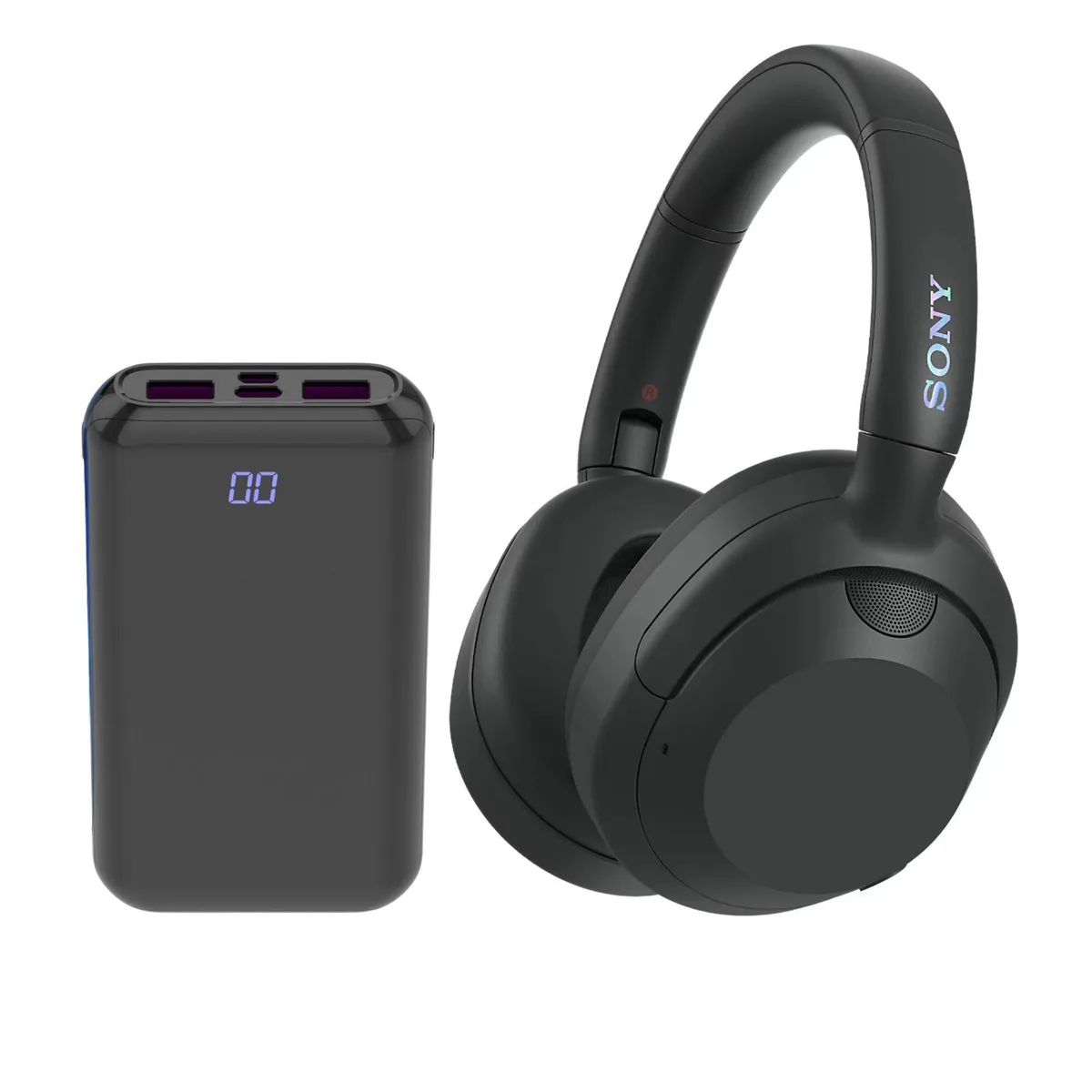Sony Sony WH-ULT900N headphones with PhoneSuit Energy Core 10000 mAh power bank — product photo