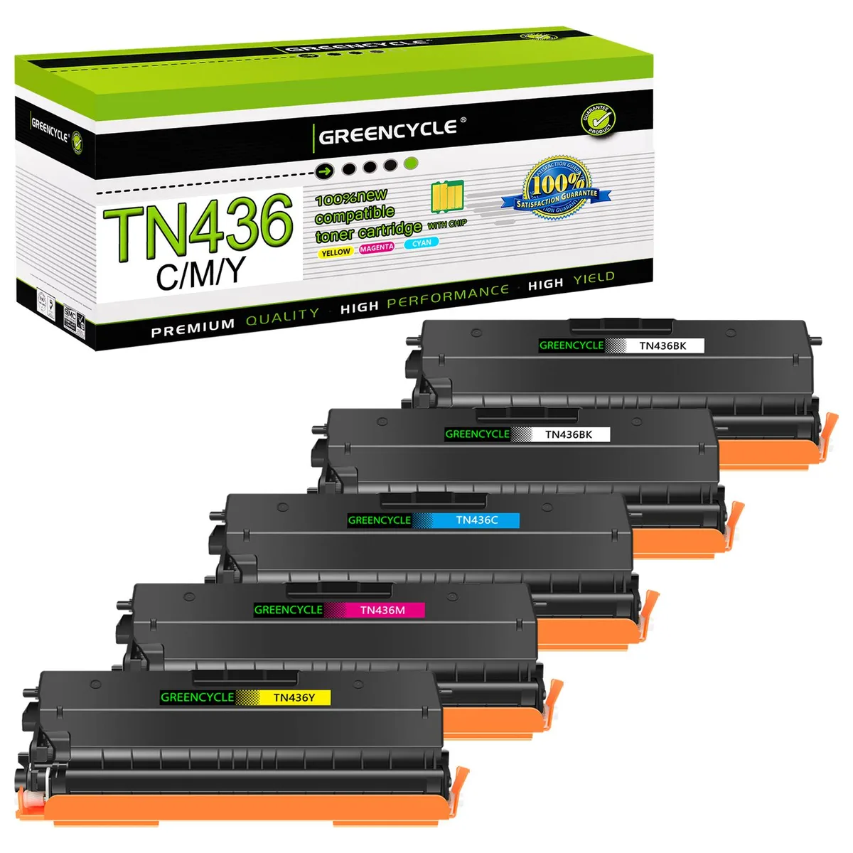 GREENCYCLE GREENCYCLE 5 Pack Compatible Toner Cartridge TN436 TN433 TN431 2BK 1C 1M 1Y — product photo