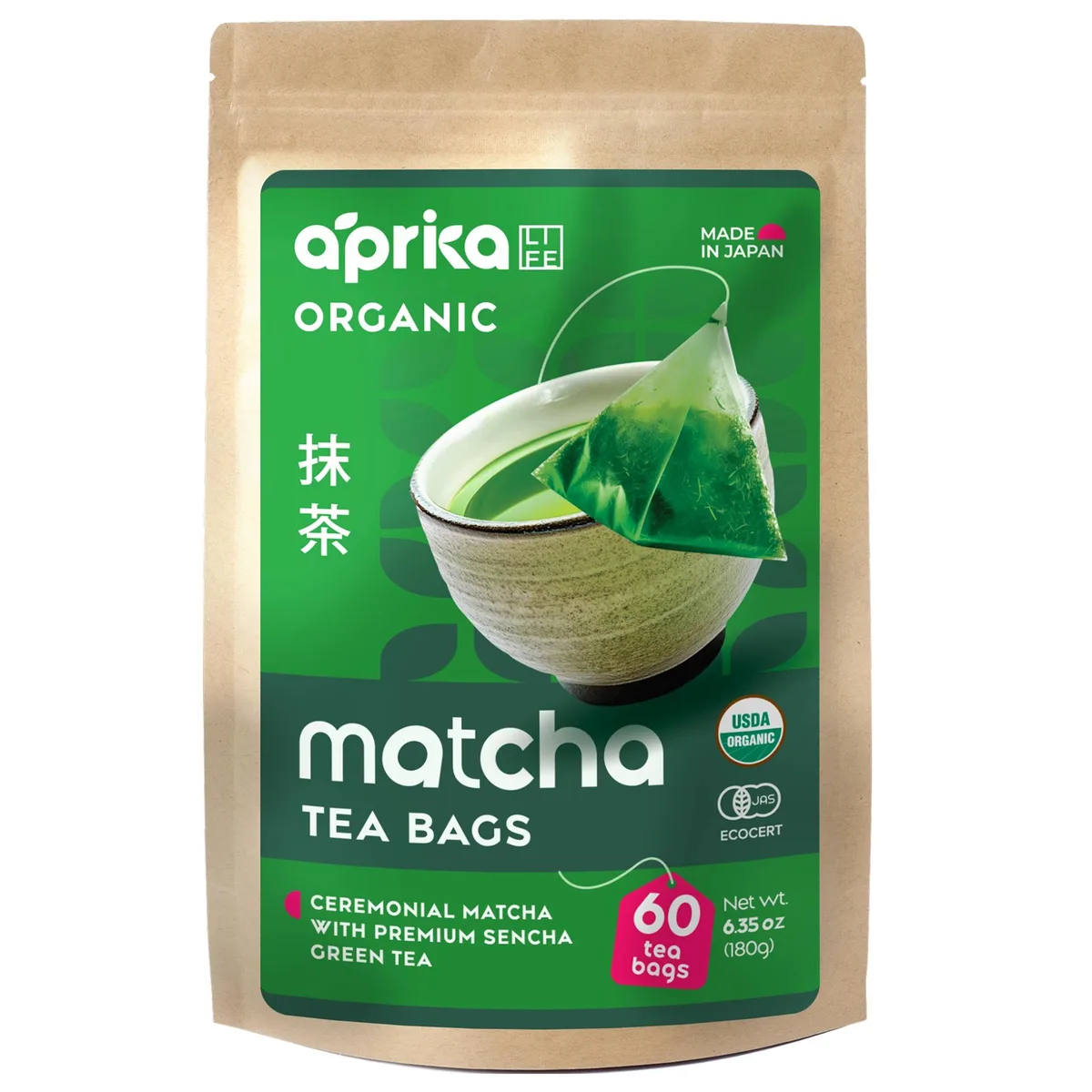 Aprika Life Aprika Life Organic Matcha Sencha Tea 60 Pyramids — product photo