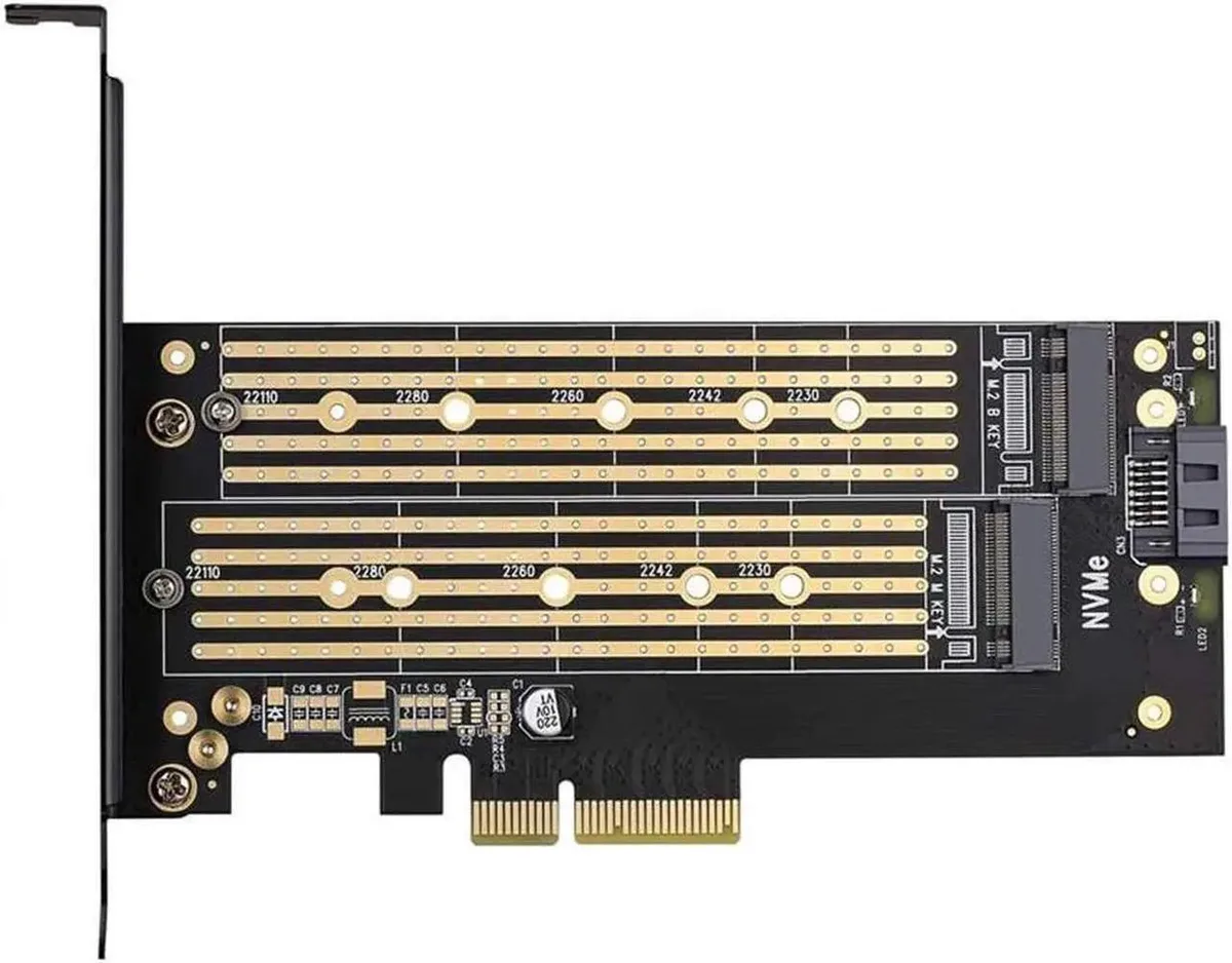 Vszerda Vszerda Dual M.2 PCIe Adapter SATA NVMe with Heatsink 22110 2280 2260 2242 2230 — product photo