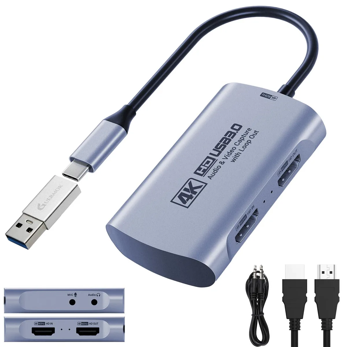  Guermok Z72A-jp 4K60 capture card USB 3.0 3.5mm audio — product photo