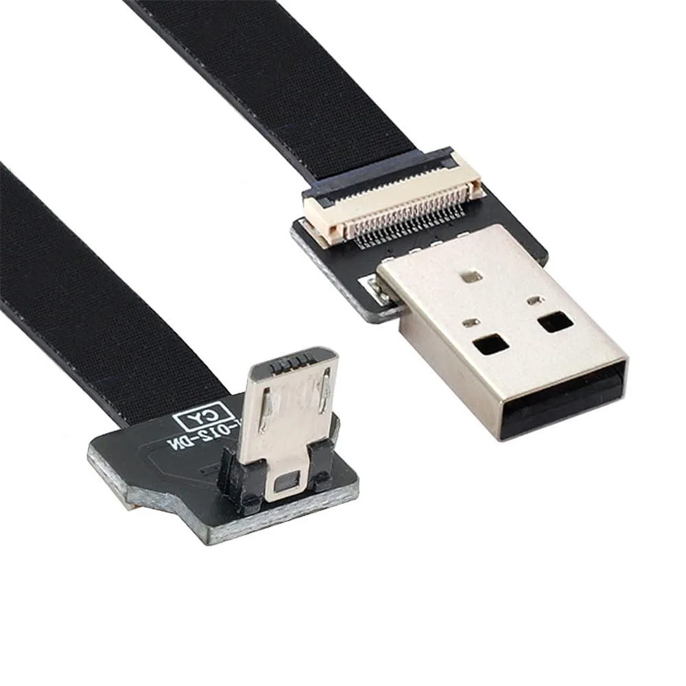 LORDWORLD LORDWORLD 0.5M Down Angled USB 2.0 Type-A to Micro USB 5Pin Flat FPC Cable — product photo