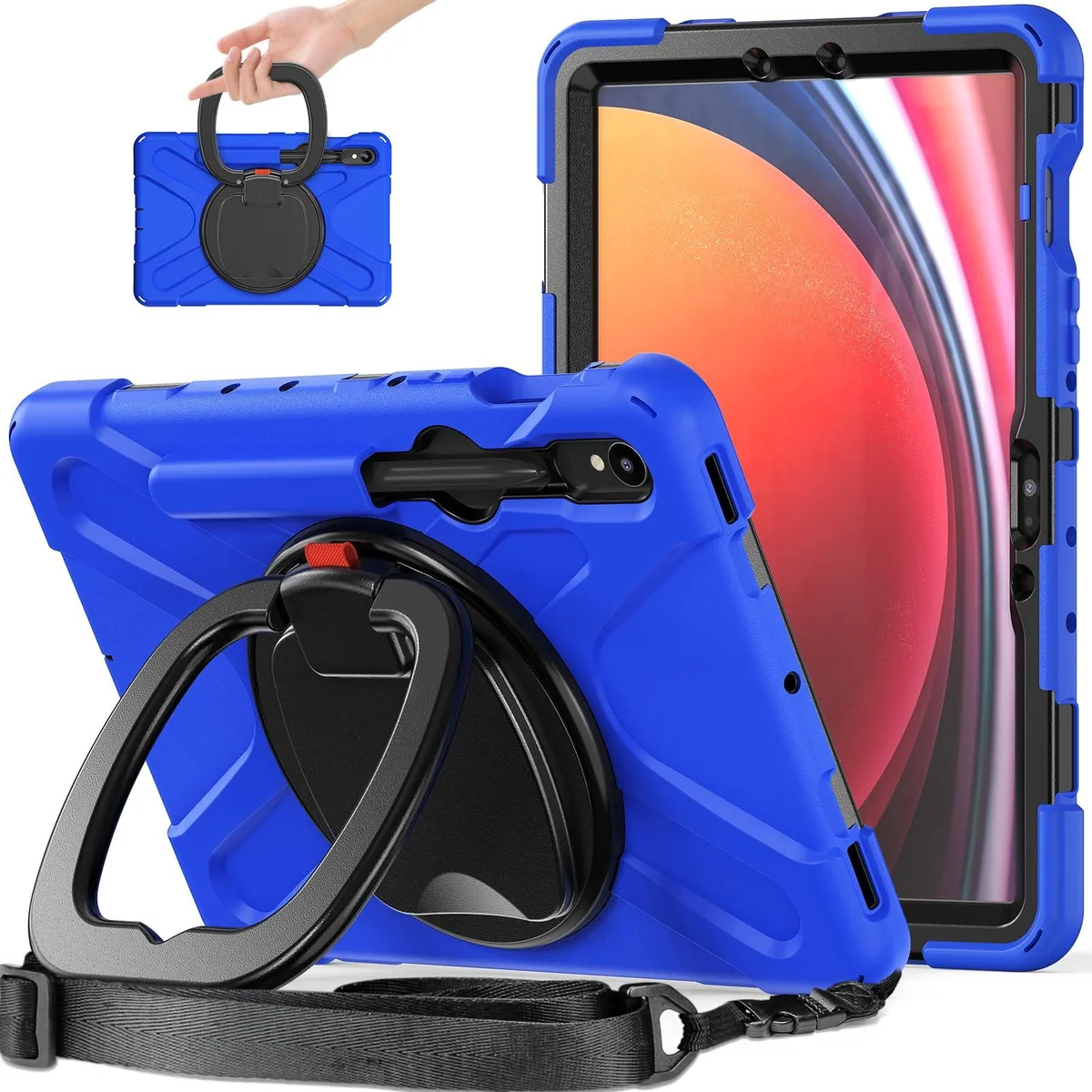 Timoom Timoom Rugged Silicone Case Blue 10.9" 11" 360° Kickstand Strap S Pen Holder — product photo